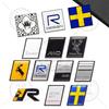 Тест на лося R Design Флаг Швеции Корона Двойной двигатель Полный привод Эмблема скачущего оленя Стайлинг автомобиля 3D-наклейка Металлический значок-логотип Для