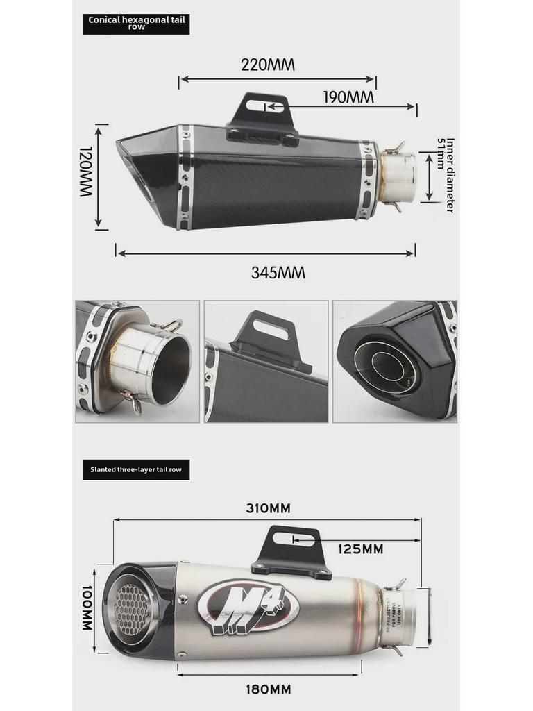 Stainless Steel Middle Section Exhaust for 300AC/300R/300RR/500 Motorcycles