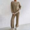 Женский костюм Зимняя домашняя одежда Повседневный двухпредметный Контрастная цветная вставка Пуловер Топ + Прямые широкие брюки