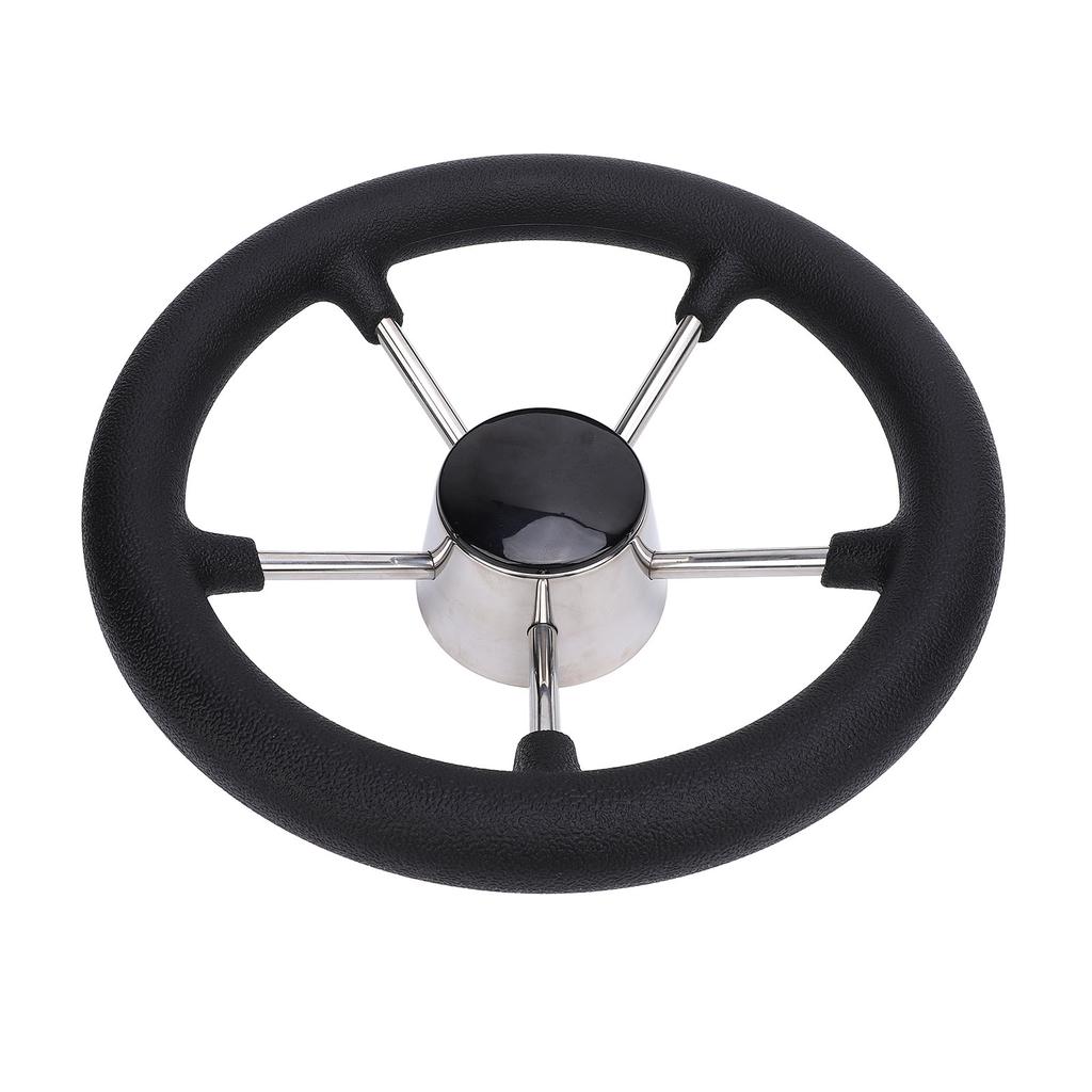 11-дюймовый руль для лодки, 5 спиц, 25 градусов, нержавеющая сталь, морской руль с центральной крышкой