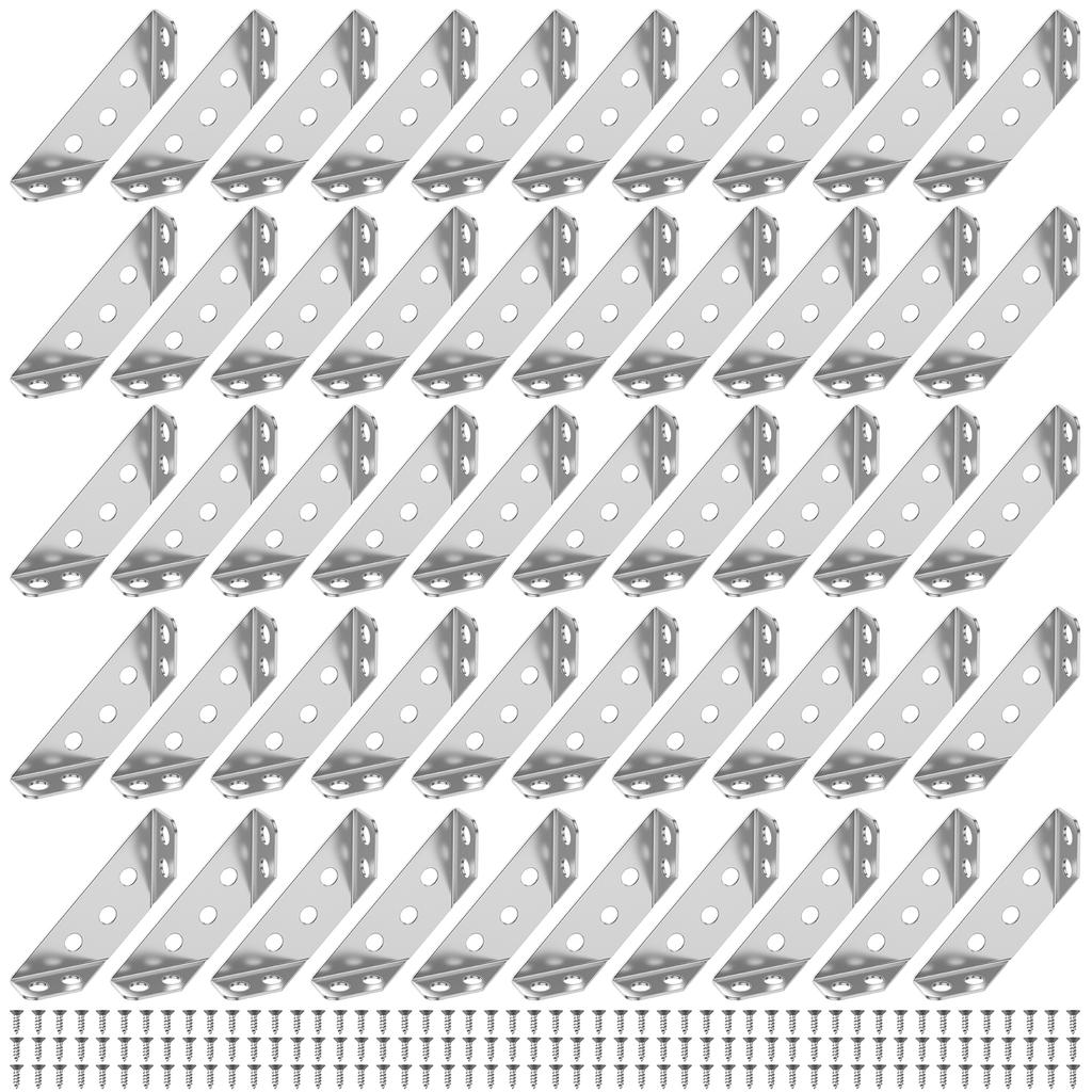 20/50Pcs Furniture Corner Connector Stainless Steel Corne Bracket Universal Triangle Corner Brace with Screw Angle Brackets