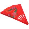 Red Tai Chi Martial Arts Kung Fu Bamboo Fan Right Hand Wushu Dance Practice Training
