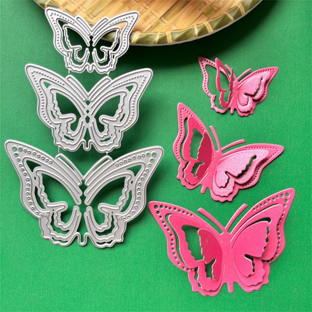 New 3 Pcs Three-dimensional Butterfly Metal Cutting Die Mould Scrapbook Decoration Embossed Photo Album Decoration Card Making