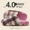 Thickened Autumn/Winter Plaid Stripe Cotton Slippers - Comfortable Unisex Homewear