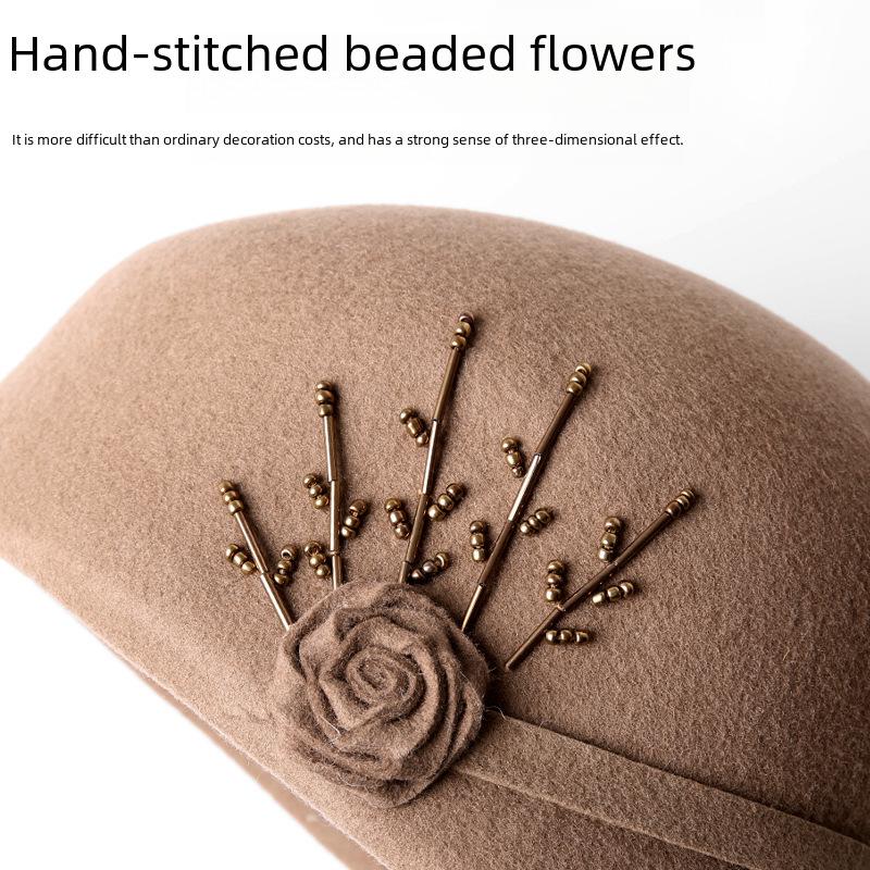 2022 New Women's Autumn/Winter Black Wool Beret - Trendy Korean Duckbill Cap, Face-Revealing, All-Match Style