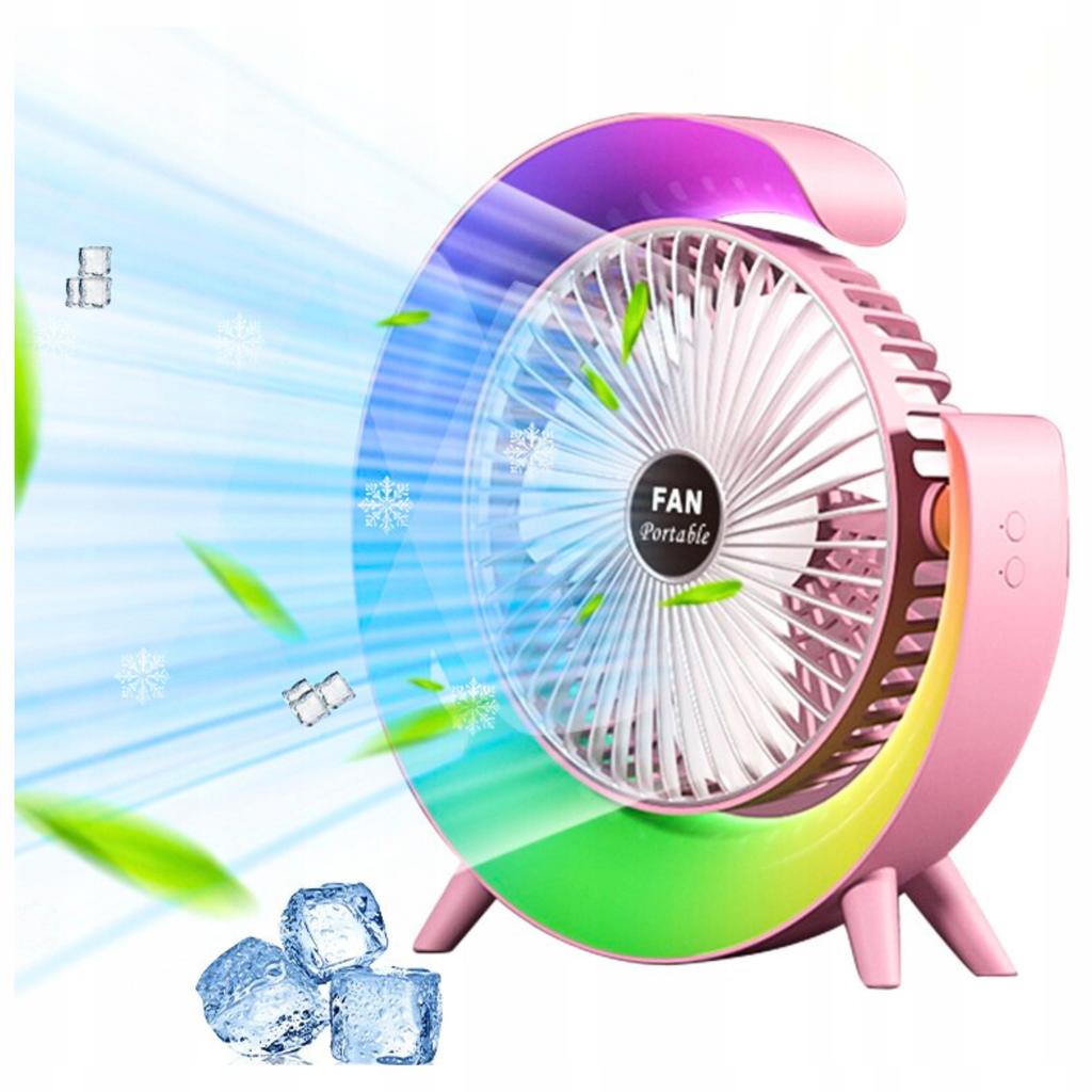 Desk Fan For Summer Led 3 Speeds Rgb Powerful Quiet