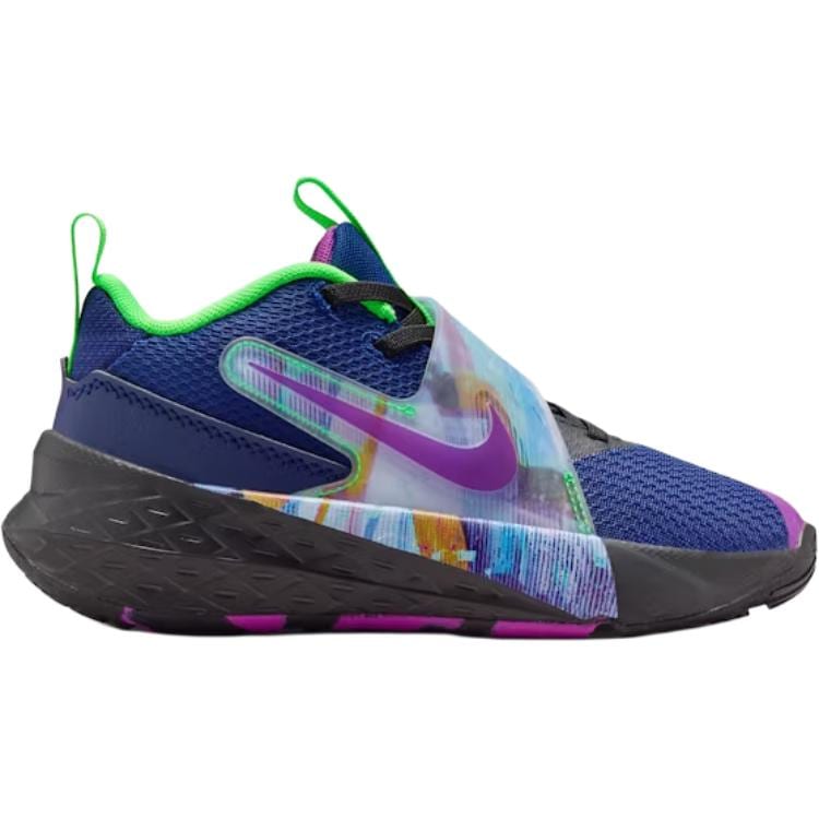 Nike Team Hustle D 12 Нескользящие Низкие Детские Баскетбольные Кроссовки Сине-Фиолетовые Дети Возрастом 3-7 Лет HV2290-400