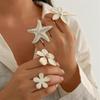 Преувеличенное модное кольцо с 3D-цветком/морской звездой и жемчугом, обручальное кольцо на палец, ювелирные изделия ручной работы для вечеринок