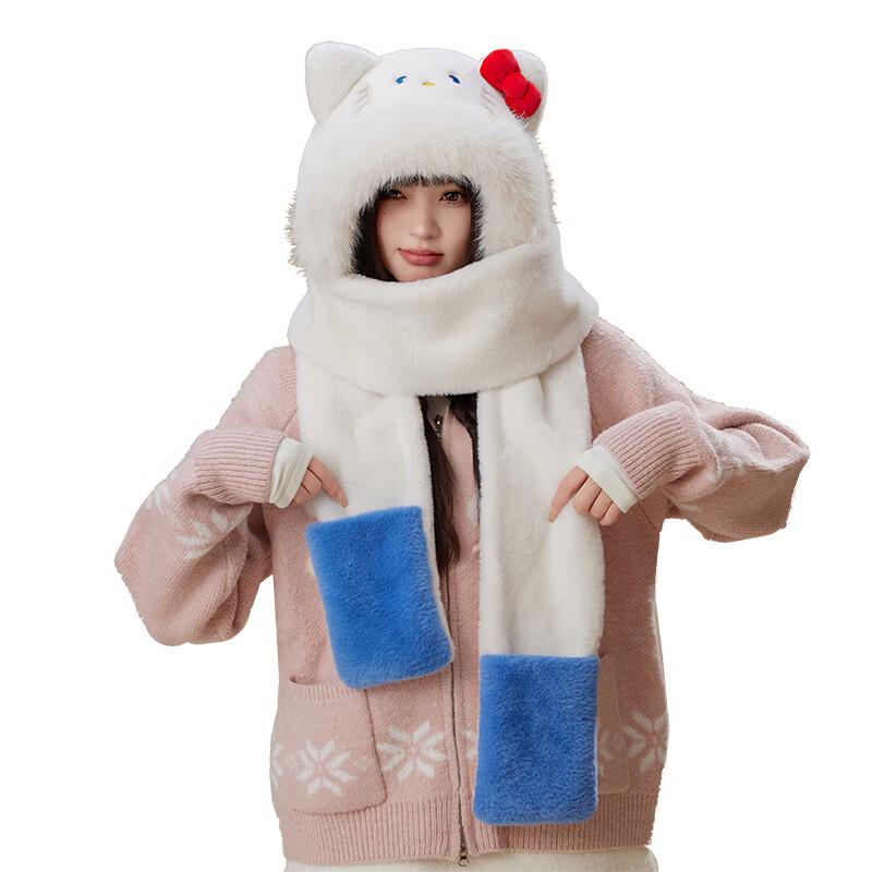 Милый зимний кошачий набор из 3 предметов: шапка, шарф и перчатки