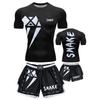 Mens Boxing Rash Guard Set UFC Training Short Sleeve Top Shorts MMA Kickboxing Gym