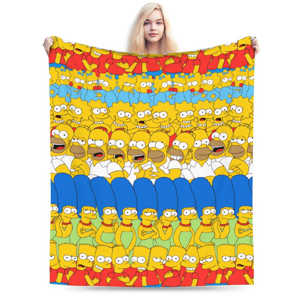 S-Simpsons Cartoon Background Throw Blanket Comfortable Novelty Blankets For Sofa Home Travel Office Flannel Bedspread Bed Cover