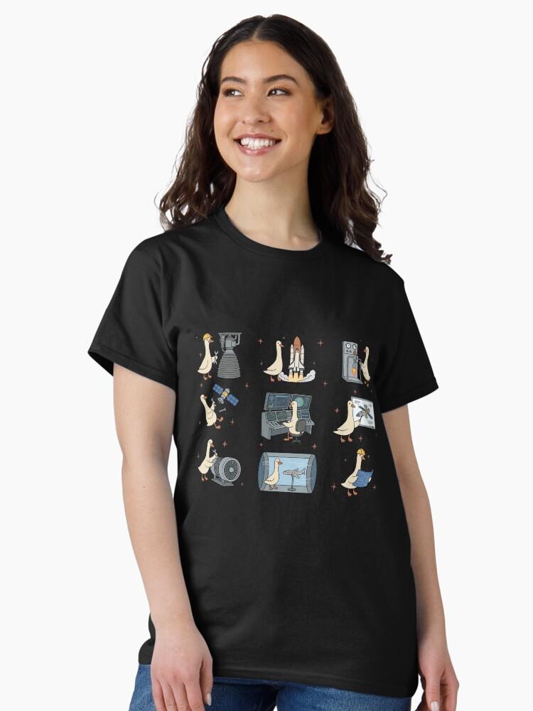 Untitled Goose Game Space Geese Engineers - Rocket Science & Aerospace Tech Crew Classic T-Shirt