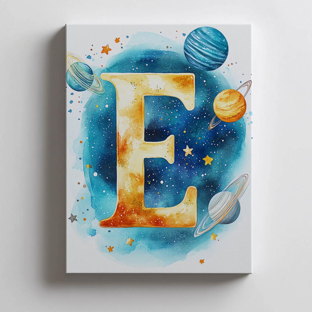 Kosmiczna Litera E - Plakat Dekoracyjny Do Pokoju Dziecięcego Kosmiczna Litera E - Plakat Dekoracyjny Do Pokoju Dziecięcego, 30X40 Cm, Rama Aluminiowa