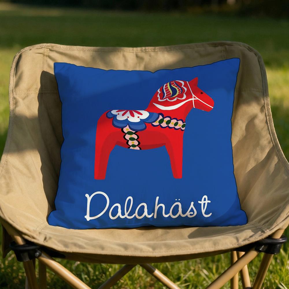 Dala Horse Print Cushion Cover Soft Reversible Durable Pillow Cover MultiScene Use for Home Car Daily Comfort