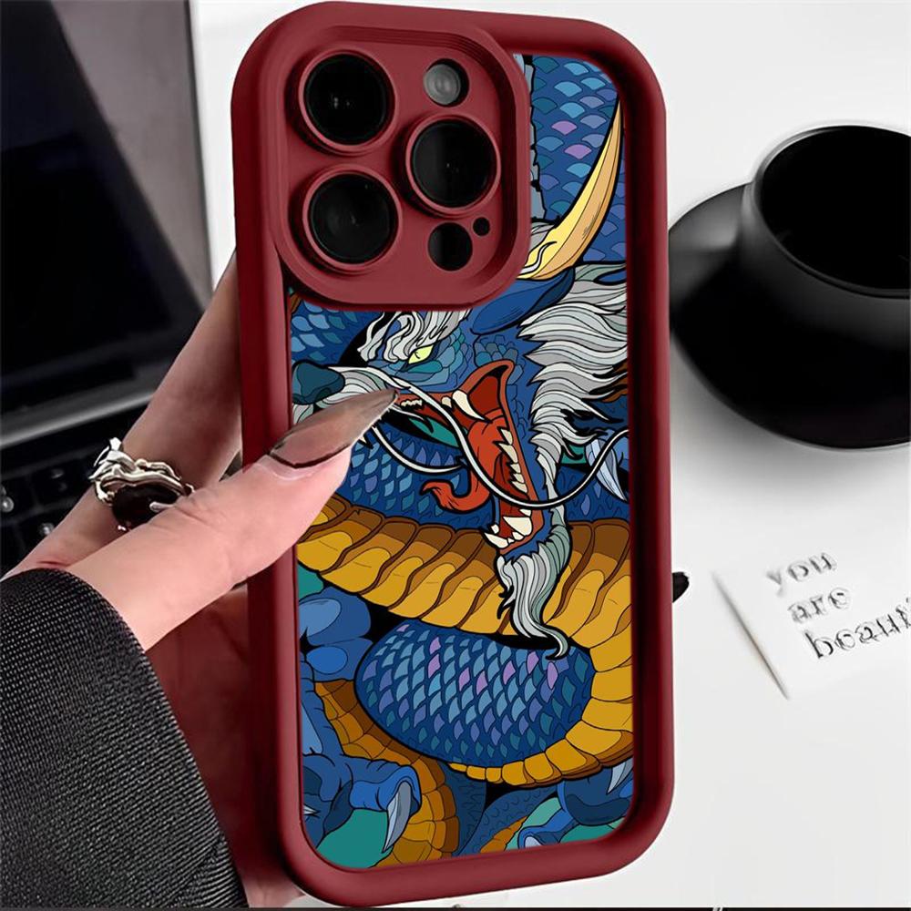 N81 Dragon design art Мягкие чехлы для телефонов с ангельскими глазками для Samsung A54 A34 A13 A14 S23 S24 Ultra S20 FE Xiaomi Redmi Note 13 12C Противоударный чехол