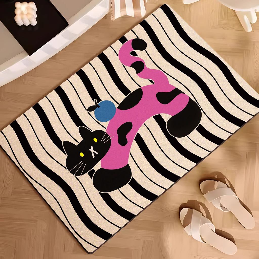 Cartoon bathroom non-slip foot mat, toilet diatom mud quick-drying absorbent floor mat, entrance bathroom toilet mat