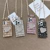 Чехол для мобильного телефона Rhinestone Love Mirror для iPhone17, флакон духов для Apple 14, шнурок для ношения через плечо 16, полностью инкрустированный бриллиантами, роскошный 13