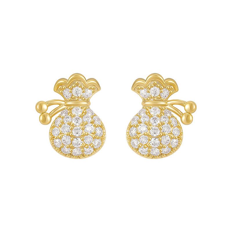 Серебряная игла S925 Мешочек для денег Маленькая серьга Изящные серьги для женщин Роскошные аксессуары