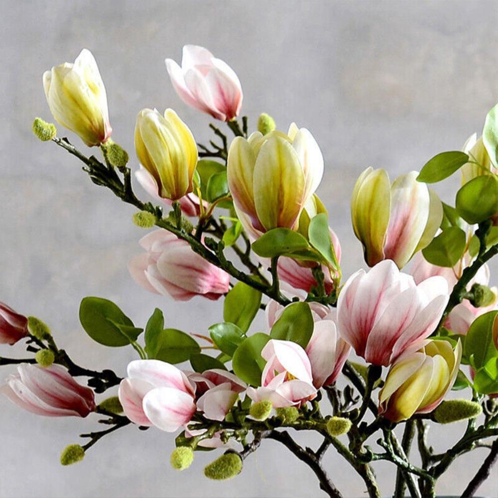 Decoration Film Feel Faux Flower Branch Decorative Flowers Magnolia Bouquet Artificial Flowers