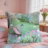 Retro Springtime Village Plants Cushion Cover Square Short Plush Pillow Case Living Room Sofa Home Decor Funda X