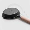 EDGING Cast Iron Frying Pan, Flat Bottom Pan for Home Use, Mini Egg Pan, Oil-Splattering Pan, Small Iron Pan, Uncoated Searing Pan for Breakfast, 16cm