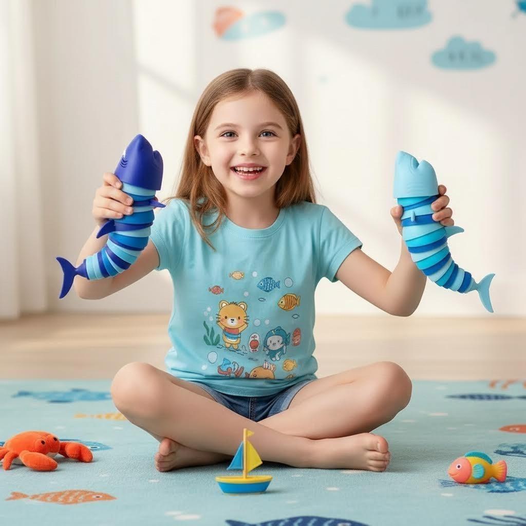 Toys Fidget Slug 3D Articulated Stretch Shark Stress For Adults Kids Anti-Anxiety Office Desk Toy Gifts For Kids Adults Children's Birthday Gift