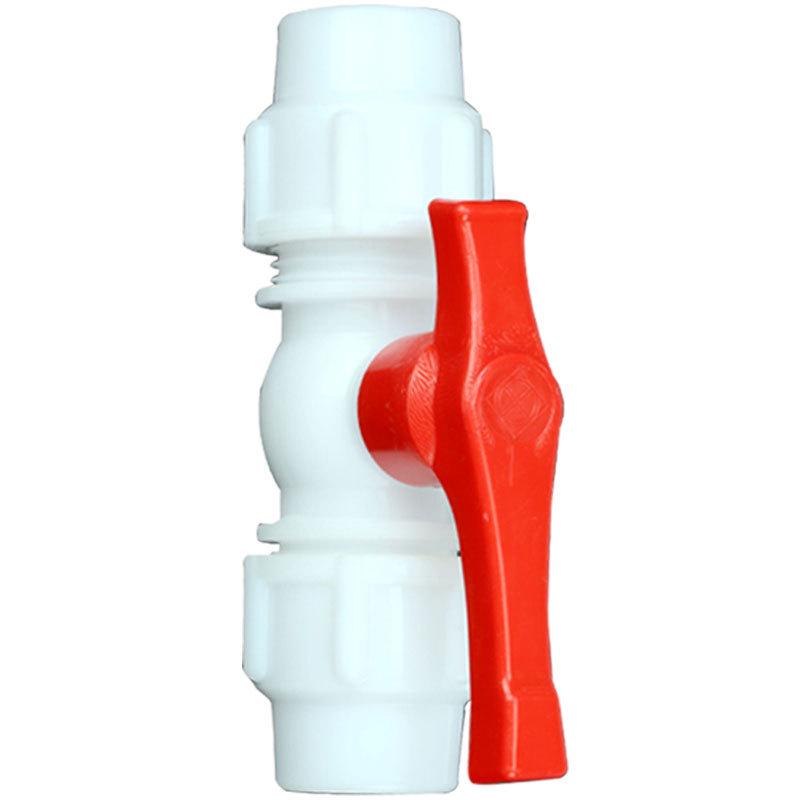 White PE Quick Connector Water Pipe Ball Valve, 4-6 Points, 1-Inch