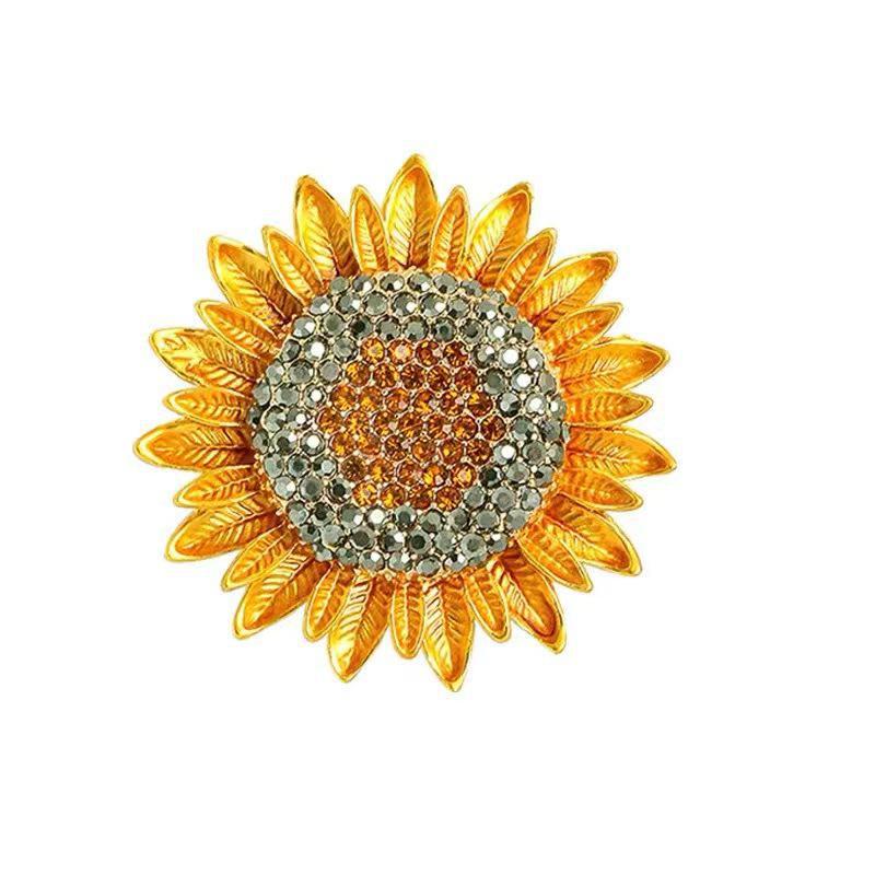 Sunflower Diamond Unisex Brooch: Versatile Fashion Accessory for Clothing