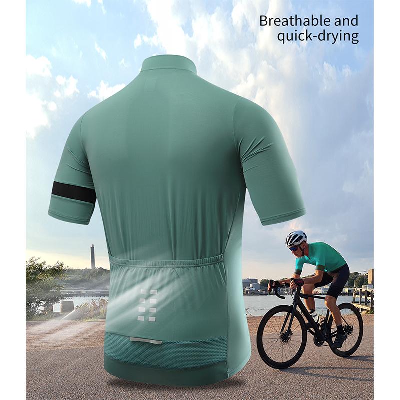 Wosawe Mens Short Sleeve Jersey Road Bike Cycling Breathable Tops Sportswear Shirts Summer Cycling Sets Gel Shorts Reflective Bicycle Outfit