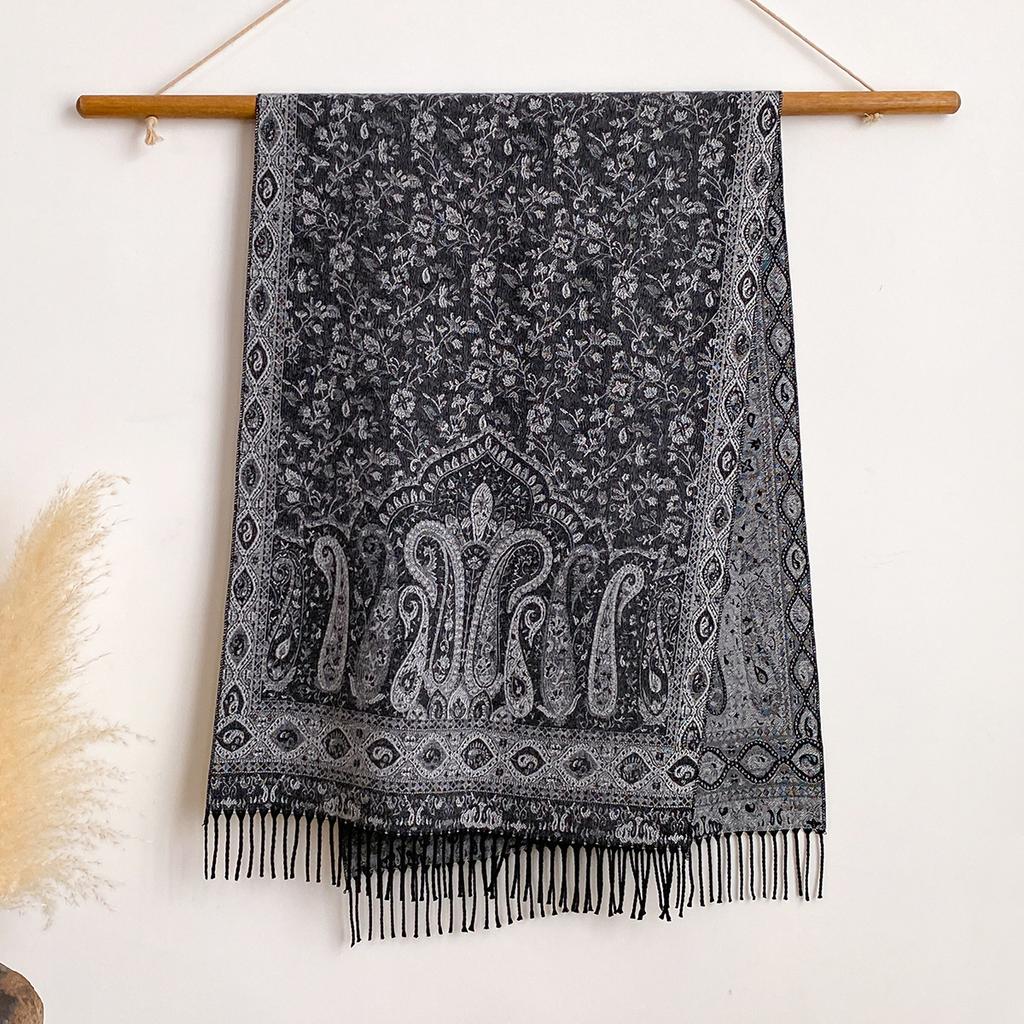 Bohemian Versatile Jacquard Cashew Ethnic Style Big Shawl Women'S Scarf Vintage Tassel