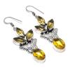 Natural Citrine Gemstone Handmade 925 Sterling Silver Jewelry Earring 2.44" V6z84
