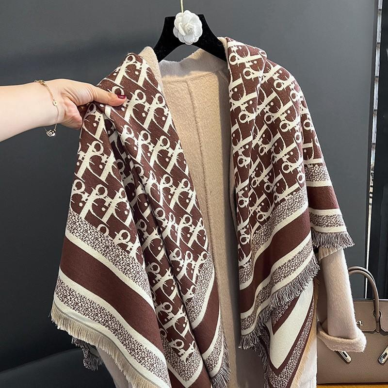 New Women'S Fashionable Imitation Cashmere Autumn And Winter Warm Large Square Scarf Double-Sided Tassel Scarf Air Conditioning Shawl