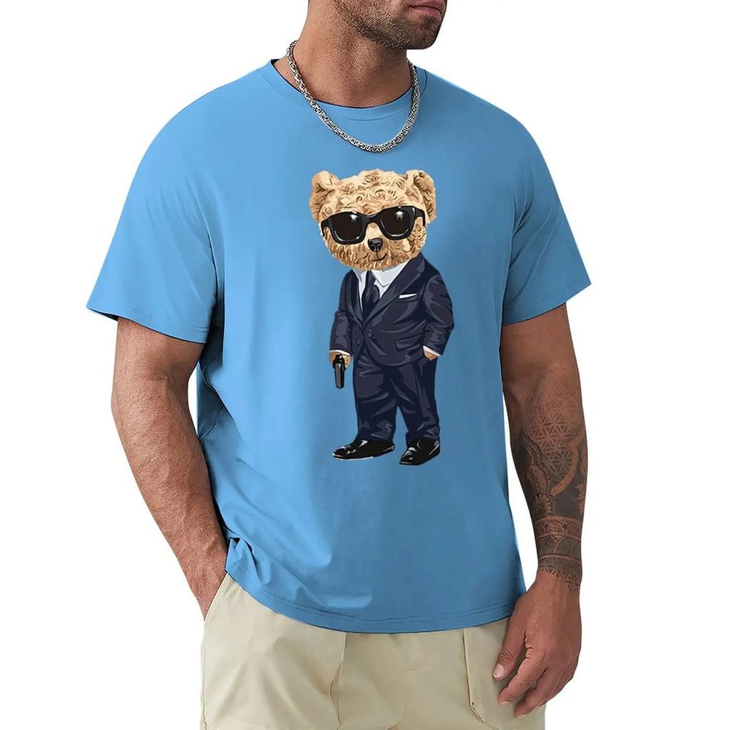 Футболка с плюшевым мишкой с пистолетом Харадзюку футболка с коротким рукавом 100% хлопок графическая футболка топы