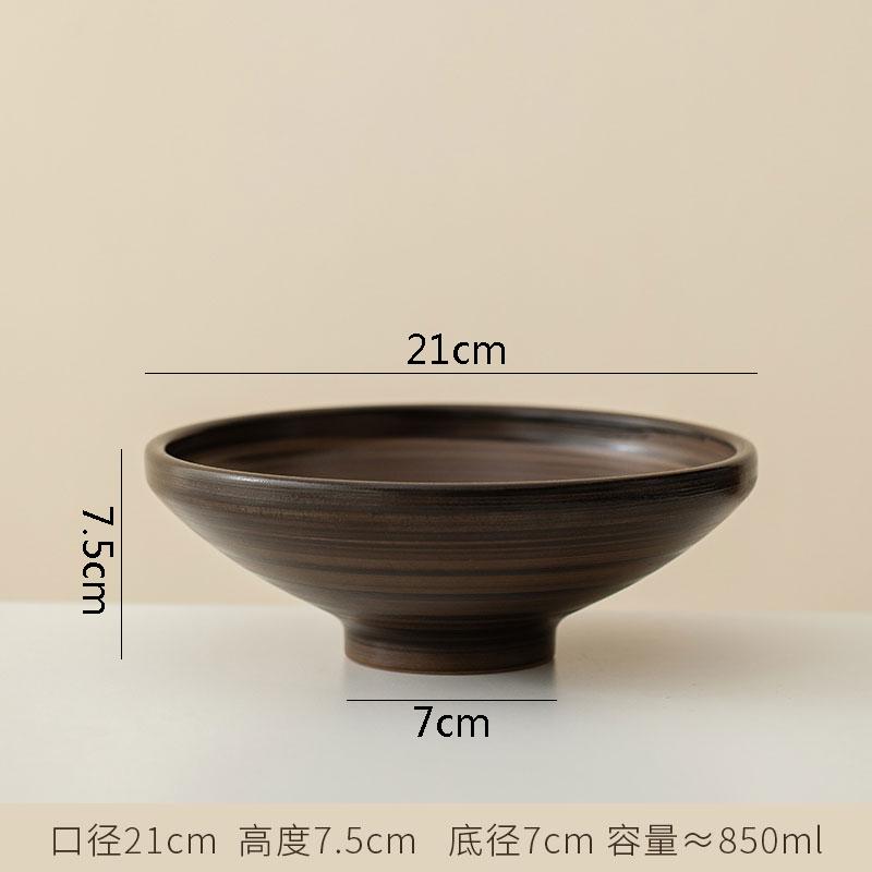 Винтажная грубая керамика глубокая тарелка креативная салатная тарелка на высокой ножке толстая суповая тарелка десертные тарелки фирменная посуда для отеля