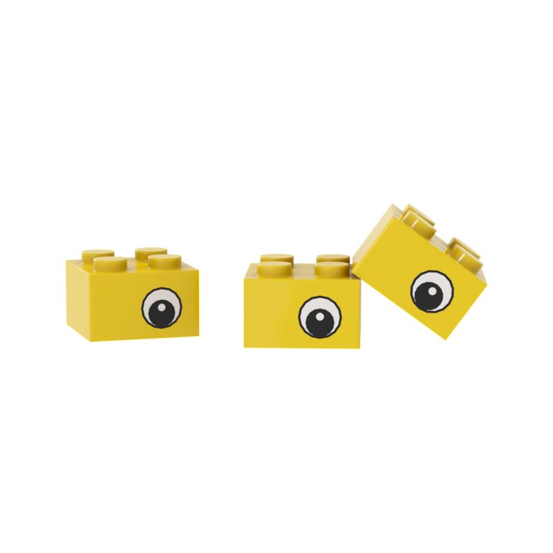 MOC 3003pb026 Строительный Блок Кирпичик 2 x 2 с Черным Глазом Со смещением со Зрачком с Белым Узором на Противоположных Сторонах