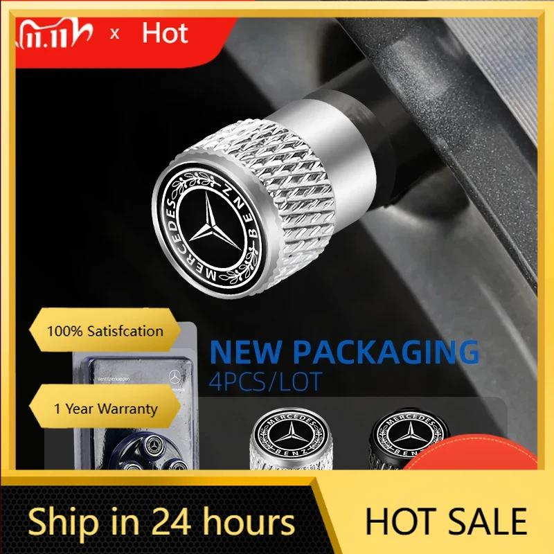 For AMG Benz 4Pcs Car Tire Valve Stems Cap Knurling Style Tire Valve Cap for Mercedes Benz W211 W204 W210 W203 CLA GLA
