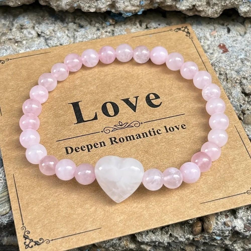 Natural Stone Beaded Bracelet Heart Couple Bracelet Elegant Strand Bracelets Women Lovers