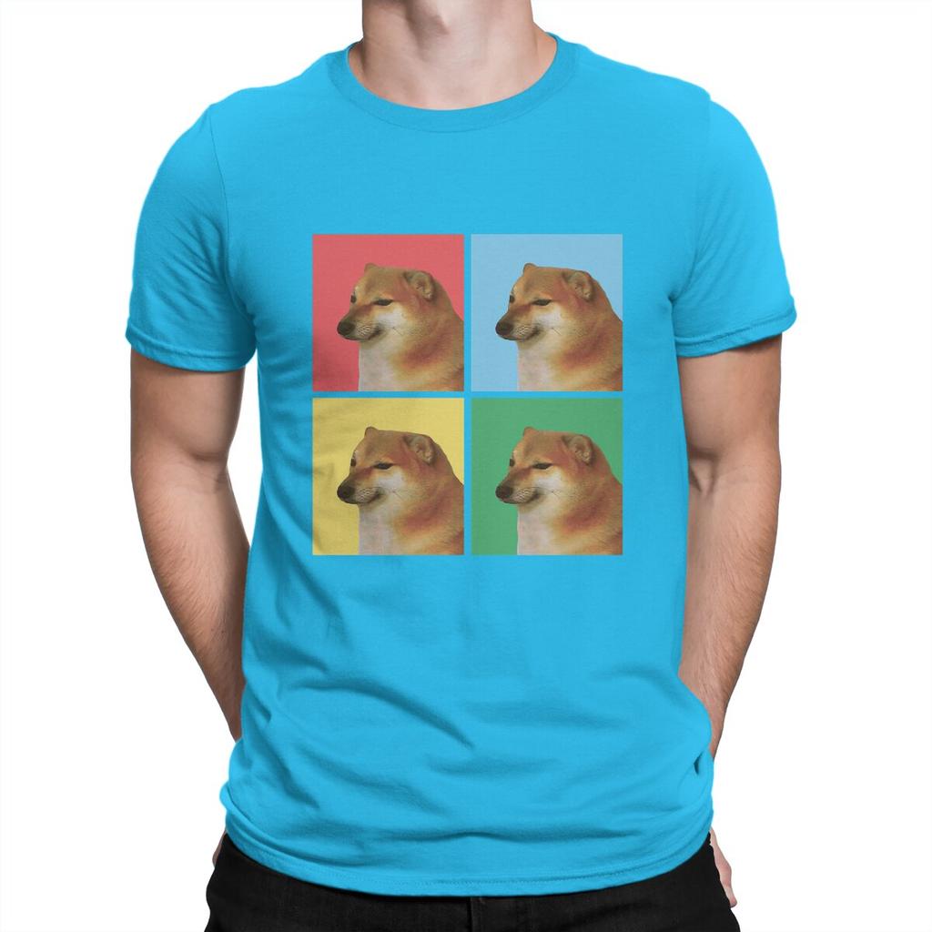 Мужские футболки с принтом Cheems Doge 100% Хлопок Топы Винтажные с коротким рукавом с круглым вырезом Футболка Подарок на день рождения Футболка