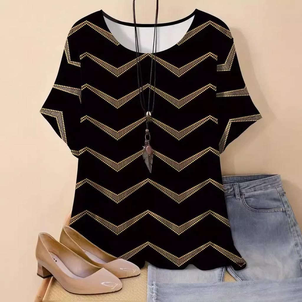 Women's Summer Loose  Trendy Retro 3D Printed T-shirt Plus Size Xl-7xl