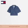 Женская джинсовая рубашка Tommy Jeans с кубинским воротником, коротким рукавом