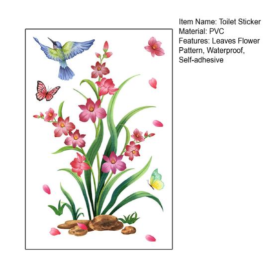 Green Plant Leaves Flower Bird Wall Sticker Waterproof Traceless Self-adhesive Removal Decal Bathroom Toilet Decor