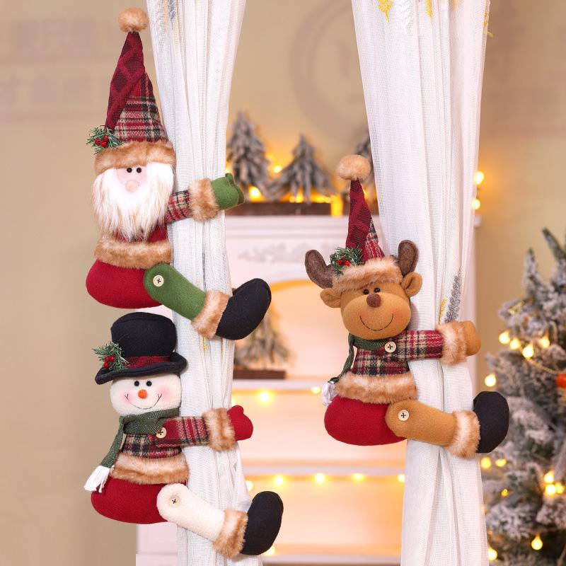 1PC Hat Designs with Sweaters Curtain Buckle Christmas Decorations Christmas Creative Curtain Clips Reindeer & Santa Snowman