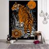 Джунгли Тигр иллюстрация ретро арт-деко гобелен в стиле бохо настенный хиппи колдовство психоделическое украшение дома
