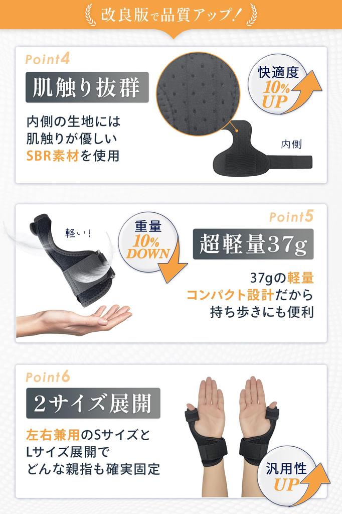 Helcynas Thumb Support, Improved by Doctors, Logo-Free, Plate-Fixed, No Finger Pain, Lightweight, for Everyday Sports (Size Small)