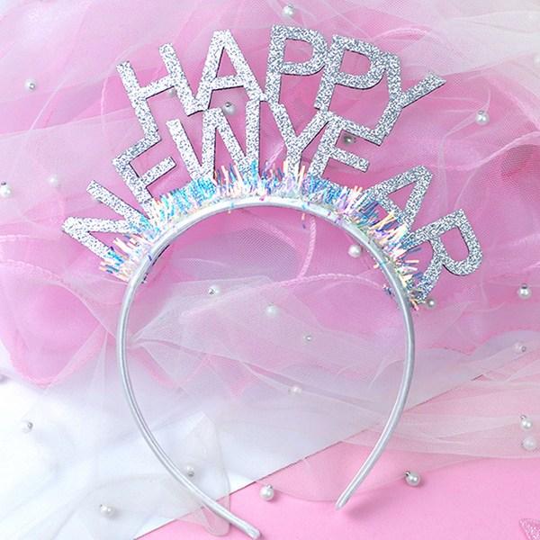 Silver Flower Band Happy New Year Headband Happynewyear