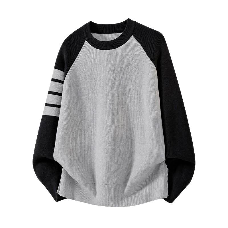 Men S Color Block Crew Neck Pullover Knit Sweater For Winter