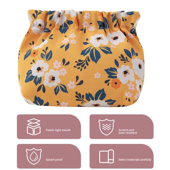 Lipstick Bag Waterproof Floral Print Metal Spring Opening Portable Lightweight Commute Travel Makeup Bag Earphone Key Stoarge Pouch Cosmetic Bag
