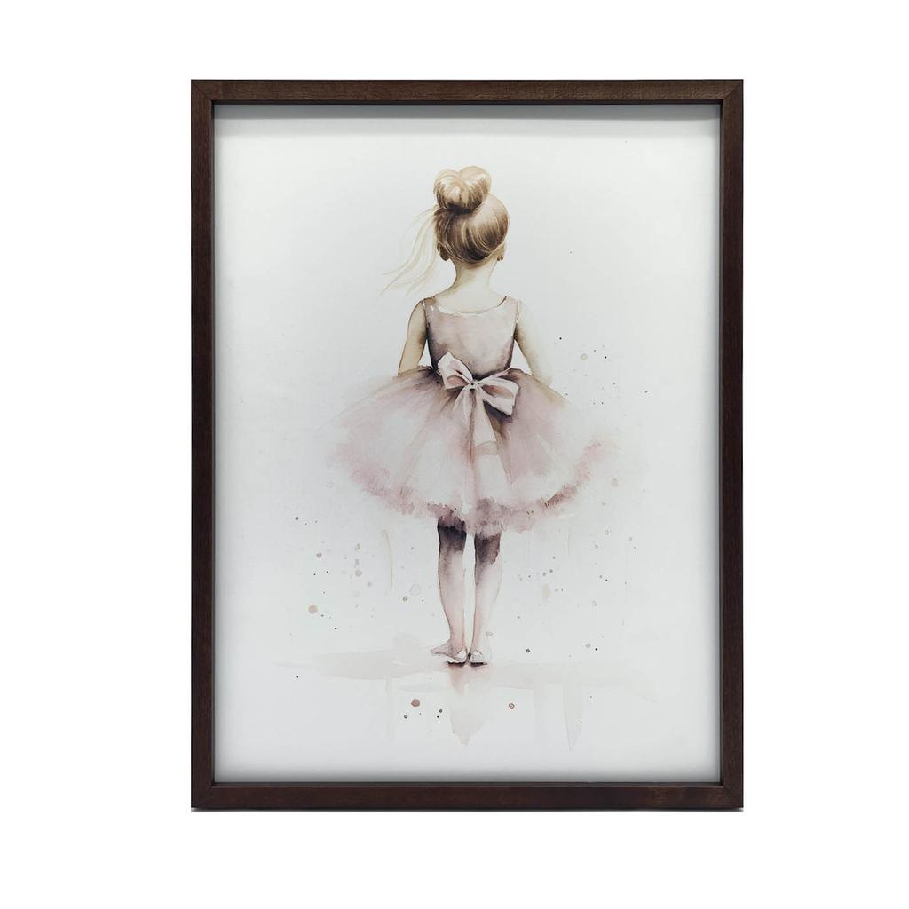 Różowa Balerina - Tańcząca Księżniczka Różowa Balerina - Tańcząca Księżniczka, 70X100 Cm, Rama Drewniana Ciemny Brąz, Papier Matowy 230 Gsm