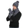3Pcs Winter Warm Knit Beanie Hat Touchscreen Gloves Scarf Set for Women Men Skiing Skating Camping Driving Outdoor Sports Gifts