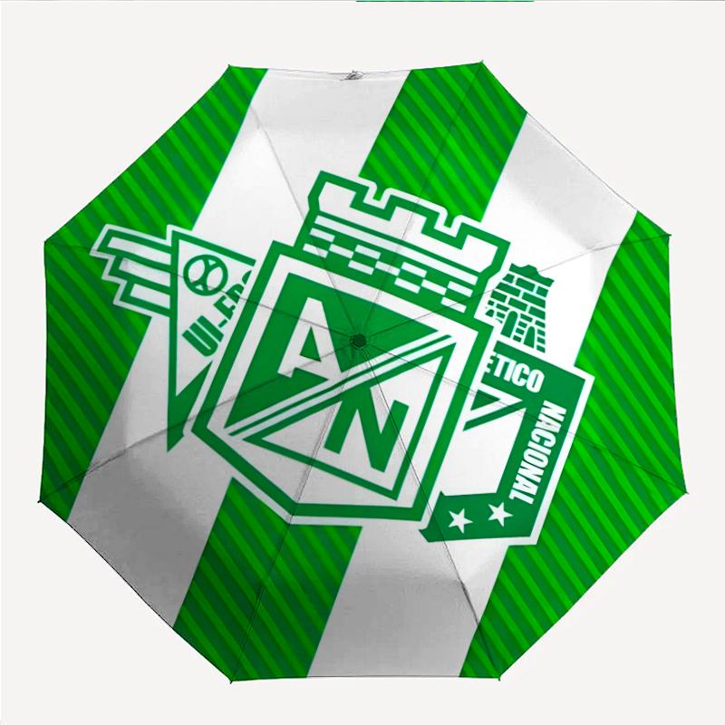 Atletico Nacional Fashionable Automatic Opening/Closing Folding Umbrella. Portable and Foldable, Ideal for Gift, Travel, and Daily Use.